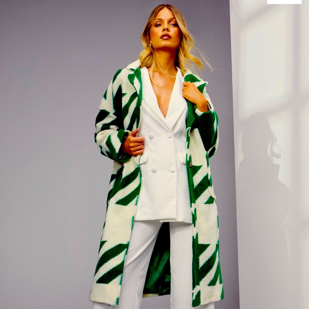 OVERSIZED DOGTOOTH WOOL-LOOK COAT